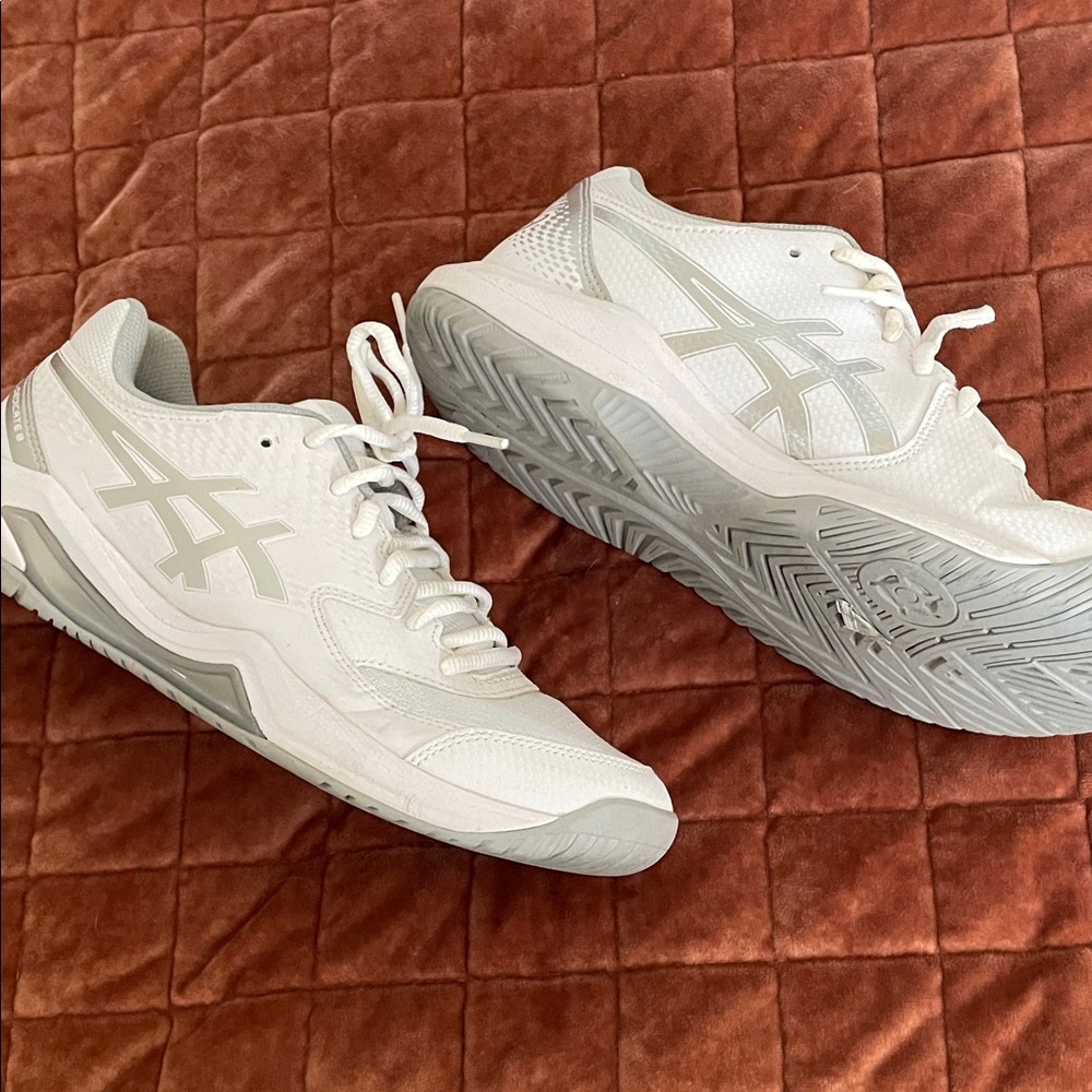 Asics White and Light Gray Athletic Sneakers